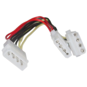 CableWholesale 11W3-01208 4 Pin Molex Power Y Cable, 5.25 inch Male to Dual 5.25 inch Female, 8 inch