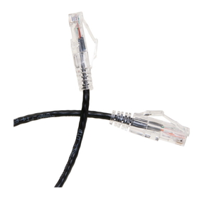 CableWholesale 13X6-62201 Cat6a Black Slim Ethernet Patch Cable, Snagless/Molded Boot, 1 foot