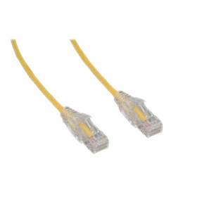 CableWholesale 13X6-68115 Slim Cat6a Yellow Copper Ethernet Cable, 10 Gigabit, Snagless/Molded Boot, 500 MHz, 15 foot