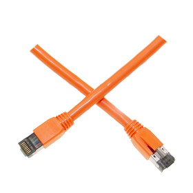 CableWholesale 13X8-53125 Cat8 Orange S/FTP Ethernet Patch Cable, Molded Boot, 40Gbps - 2000MHz, 4-Pair 24AWG Copper, RJ45 Male, 25 foot