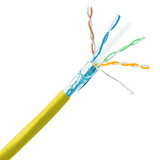 CableWholesale 14X6-581NH Plenum Shielded Cat6a Yellow Copper Ethernet Cable, 10 Gigabit Solid, CMP, POE Compliant, 500Mhz, 23 AWG, Spool, 1000 foot