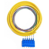 CableWholesale 15F2-02106 6 Strand Fiber Distribution Pigtail, Singlemode, LC/UPC Connectors, Blue Boots, 3 meter(1m 900um fanout + 2m distribution tail)