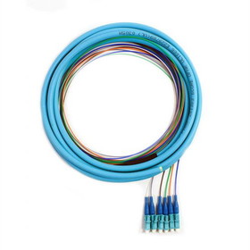 CableWholesale 15F2-42006 6-Strand LC/PC Distribution Pigtail, Multimode 50um OM3, Color Coded 900um Breakout, 3 meters
