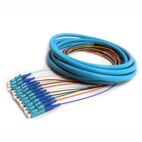 CableWholesale 15F2-42012 12-Strand LC/PC Distribution Pigtail, Multimode 50um OM3, Color Coded 900um Breakout, 3 meters