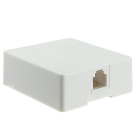 CableWholesale 300-66FF-WH Phone Surface Mount Jack, White, RJ11 / RJ12, Data / Voice, 6P6C (6 Pin 6 Conductor)