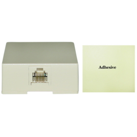 CableWholesale 300-66FF Phone Surface Mount Jack, Ivory, RJ11 / RJ12, Data / Voice, 6P6C (6 Pin 6 Conductor)