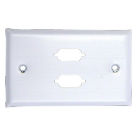 CableWholesale 301-2-9 Wall Plate, White, 2 Port DB9 / HD15 (VGA), Single Gang, Painted Stainless Steel