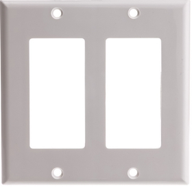 CableWholesale 302-2-W Decora Wall Plate, White, 2 Hole, Dual Gang
