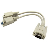 CableWholesale 30D1-27208 DB9 Serial Y adapter, DB9 Male to Dual DB9 Female, 8 inch