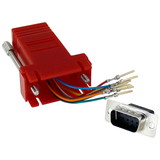 CableWholesale 31D1-1720RD Modular Adapter, Red, DB9 Male to RJ45 Jack