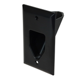 CableWholesale 45-0001-BK 1-Gang Recessed Low Voltage Cable Plate, Black