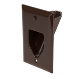 CableWholesale 45-0001-BR 1-Gang Recessed Low Voltage Cable Plate, Brown