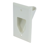 CableWholesale 45-0001-WH 1-Gang Recessed Low Voltage Cable Plate, White