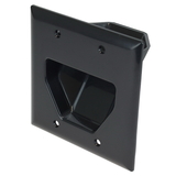 CableWholesale 45-0002-BK 2-Gang Recessed Low Voltage Cable Plate, Black