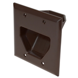CableWholesale 45-0002-BR 2-Gang Recessed Low Voltage Cable Plate, Brown