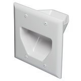 CableWholesale 45-0002-WH 2-Gang Recessed Low Voltage Cable Plate, White