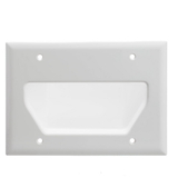 CableWholesale 45-0003-WH 3-Gang Recessed Low Voltage Cable Plate, White