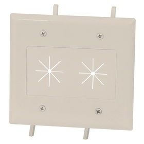 CableWholesale 45-0015-LA Cable Plate with Flexible Opening, 2-Gang, Lite Almond