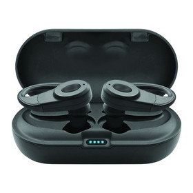 CableWholesale 5002-406BK Bluetooth Wireless Earbuds w/ Charging Case, Over the ear clip, Black