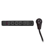 CableWholesale 51W1-12204 Surge Protector, Flat Rotating Plug, 6 Outlet, Black Horizontal Outlets, Plastic, Power Cord 4 foot