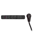 CableWholesale 51W1-12225 Surge Protector, Flat Rotating Plug, 6 Outlet, Black Horizontal Outlets, Plastic, Power Cord 25 foot