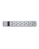 CableWholesale 51W1-19206 Surge Protector, Flat Rotating Plug, 6 Outlet, Gray Horizontal Outlets, Plastic, Power Cord 6 foot