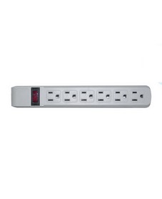 CableWholesale 51W1-19206 Surge Protector, Flat Rotating Plug, 6 Outlet, Gray Horizontal Outlets, Plastic, Power Cord 6 foot