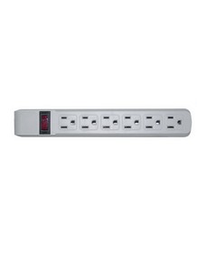 CableWholesale 51W1-19225 Surge Protector, Flat Rotating Plug, 6 Outlet, Gray Horizontal Outlets, Plastic, Power Cord 25 foot