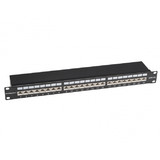 CableWholesale 675-24C6AS Rackmount 24 Port Shielded Cat6A Patch Panel, Horizontal, 110 Type, 568A and  568B Compatible, 1U