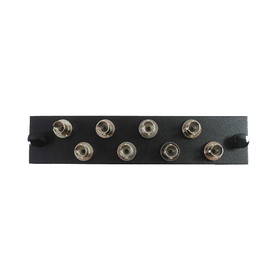 CableWholesale 68F3-00380 LGX Compatible Adapter Plate featuring a Bank of 8 Singlemode ST Connectors, Black Powder Coat