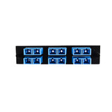 CableWholesale 68F3-01060 LGX Compatible Adapter Plate featuring a Bank of 6 Singlemode Duplex SC Connectors in Blue for OS1 and OS2 applications, Black Powder Coat