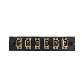 CableWholesale 68F3-10060 LGX Compatible Adapter Plate featuring a Bank of 6 Multimode SC Connectors in Beige for OM1 and OM2 applications, Black Powder Coat