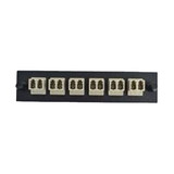 CableWholesale 68F3-11160 LGX Compatible Adapter Plate featuring a Bank of 6 Multimode Duplex LC Connectors in Beige for OM1 and OM2 applications, Black Powder Coat
