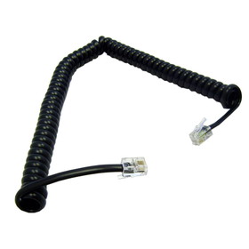 CableWholesale 8104-54112BK Telephone Handset Cord (Voice), 4P4C RJ22 male to RJ22 male, Black, Coil, Reverse, 12 foot. *25 inches coiled*