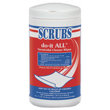 CableWholesale 8303-02502 Scrubs Do-It All Germicidal Cleaner Wipes, Lemon, 7 x 8 inches, White, 75/Container