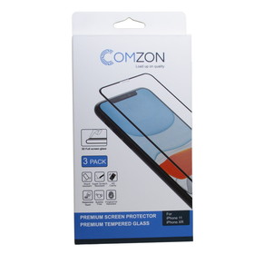 CableWholesale C2010 Comzon&#174; Tempered Glass Screen Protector for Apple iPhone 11/XR, 3D Resin Glass, full screen coverage, Pack of 3