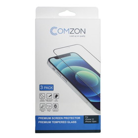 CableWholesale C2012 Comzon&#174; Tempered Glass Screen Protector for Apple iPhone 12/12Pro, 3D Resin Glass, full screen coverage, Pack of 3