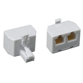 CableWholesale PA-8P8C-ST-WH Phone Splitter (Straight), RJ45 8P8C Male to 2 RJ45 8P8C Female, White