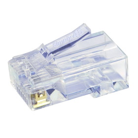 CableWholesale S45-1500 Simply45 Cat5e Pass Through RJ45 Crimp Connectors, Solid 24AWG/Stranded 28-26AWG, Blue Tint, Jar 100 pieces