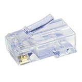 CableWholesale S45-1501 Simply45 Cat5e Pass Through RJ45 Crimp Connectors, Solid 24AWG/Stranded 28-26AWG, Blue Tint, Clamshell 50 pieces