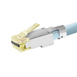 CableWholesale S45-1755P Simply45 ProSeries Shielded Cat6a Pass Through RJ45 Crimp Connectors, FPE, Yellow Tint, Hi/Lo Stagger, Cap45 & Bar45