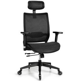 Costway 01358746 Adjustable Mesh Computer Chair with Sliding Seat and Lumbar Support-Black