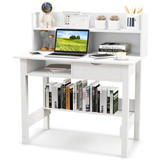 Costway 01468532 Home Office Computer Desk with Storage Shelves and Drawer Ideal for Working and Studying