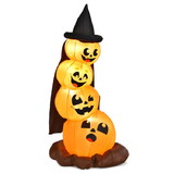 Costway 02579643 7 Feet Halloween Inflatable Pumpkin Combo with Witch's Hat and LED Lights