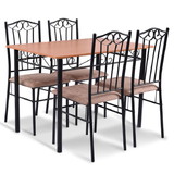 Costway 02691487 5 Pieces Dining Set Wooden Table and 4 Cushioned Chairs