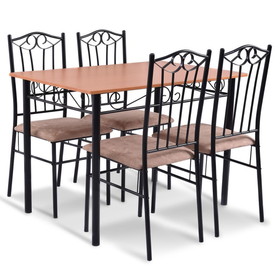 Costway 02691487 5 Pieces Dining Set Wooden Table and 4 Cushioned Chairs