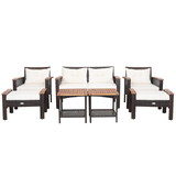 Costway 02931568 7 Pieces Patio Rattan Cushioned Conversation Furniture Set