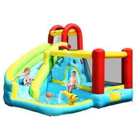 Costway 03615294 6-in-1 Inflatable Bounce House with Climbing Wall and Basketball Hoop without Blower