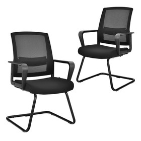 Costway 03697245 Set of 2 Conference Chairs with Lumbar Support-Black
