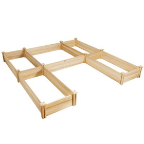 Costway 03897541 U-Shaped Wooden Garden Raised Bed for Backyard and Patio